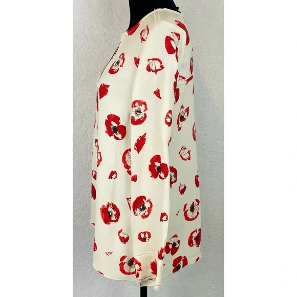 PROENZA SCHOULER • Cream/Red Poppy Print Long-Sleeve Crepe Blouse, 6 - Picture 5 of 16